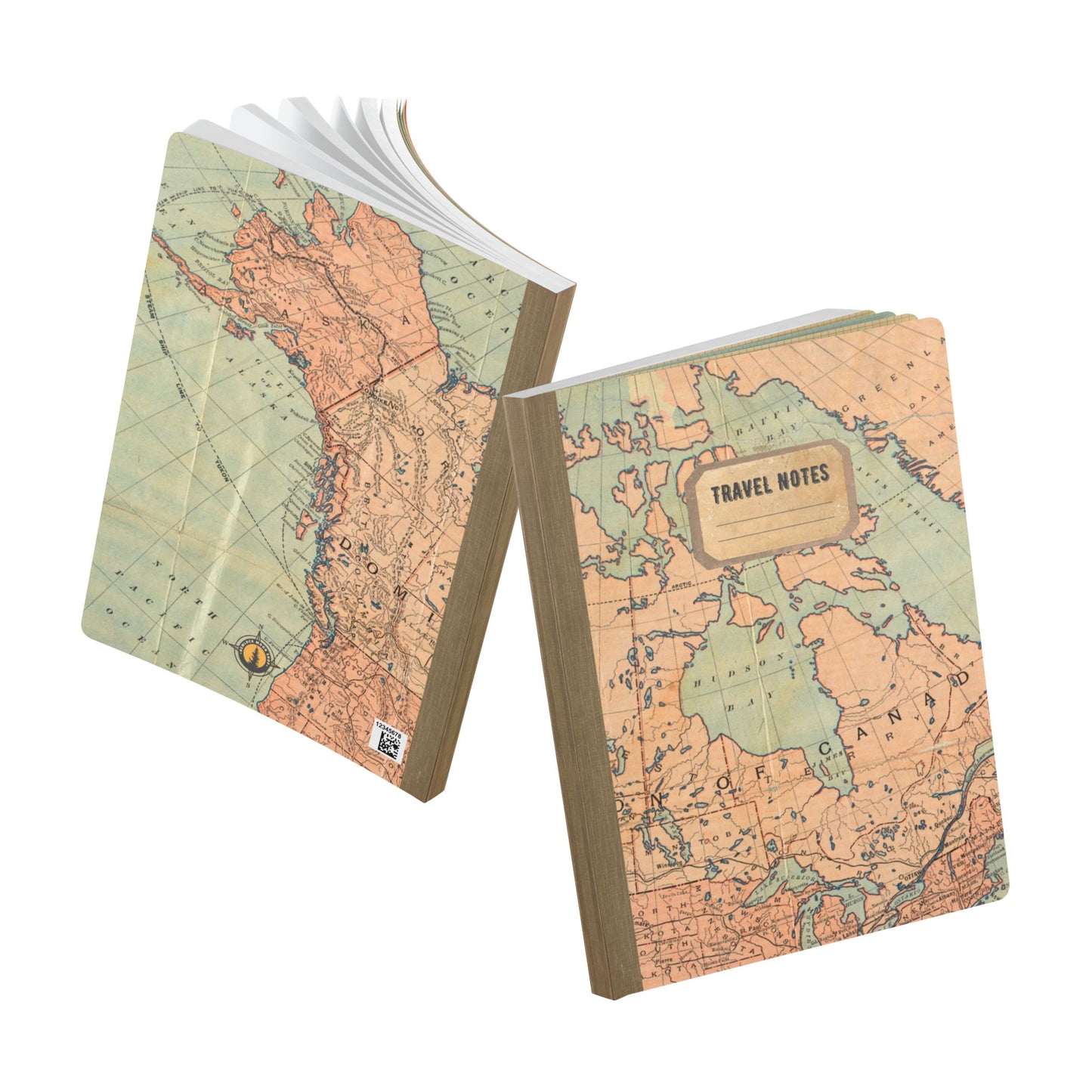 North America Vintage Map |  Softcover Travel Journal with Inside Illustrations