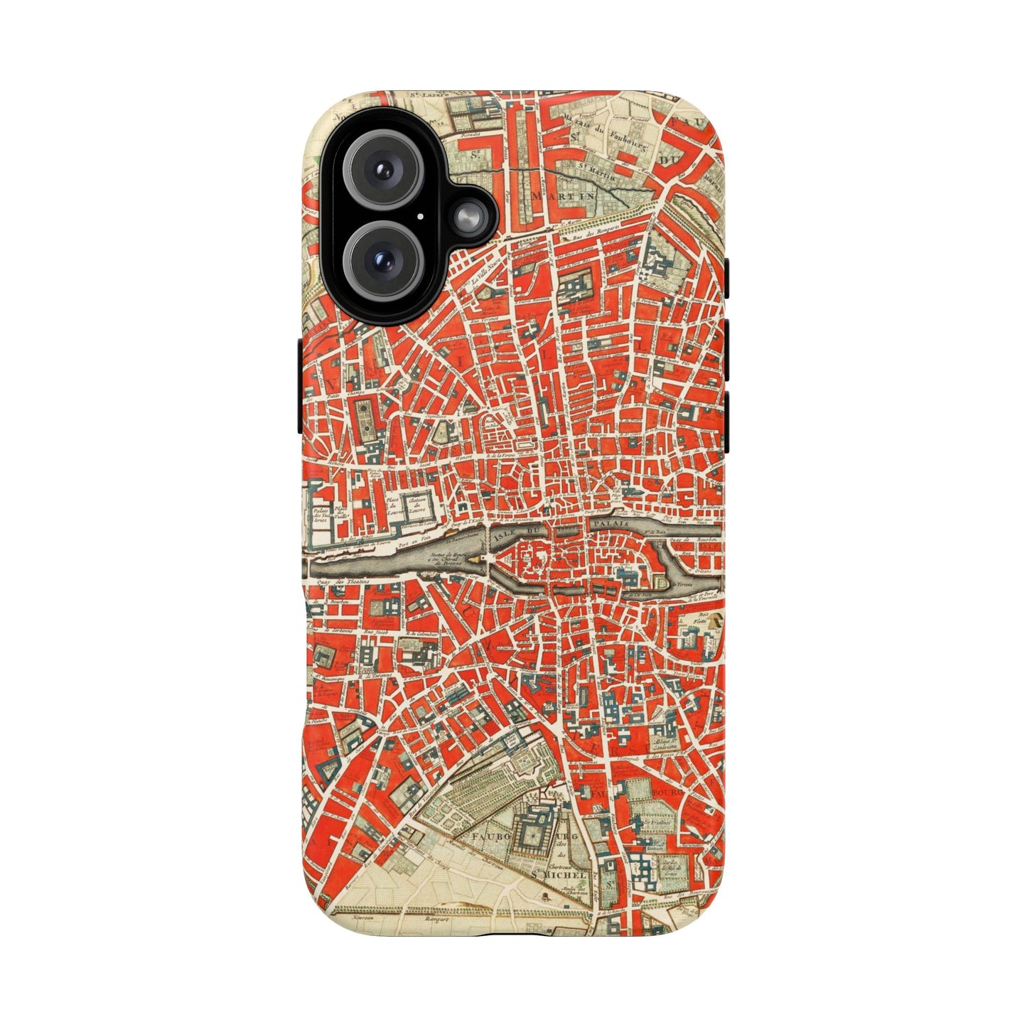 Retro Red Paris Map iPhone Case