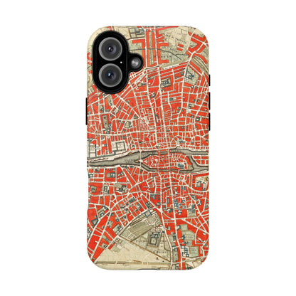 Retro Red Paris Map iPhone Case