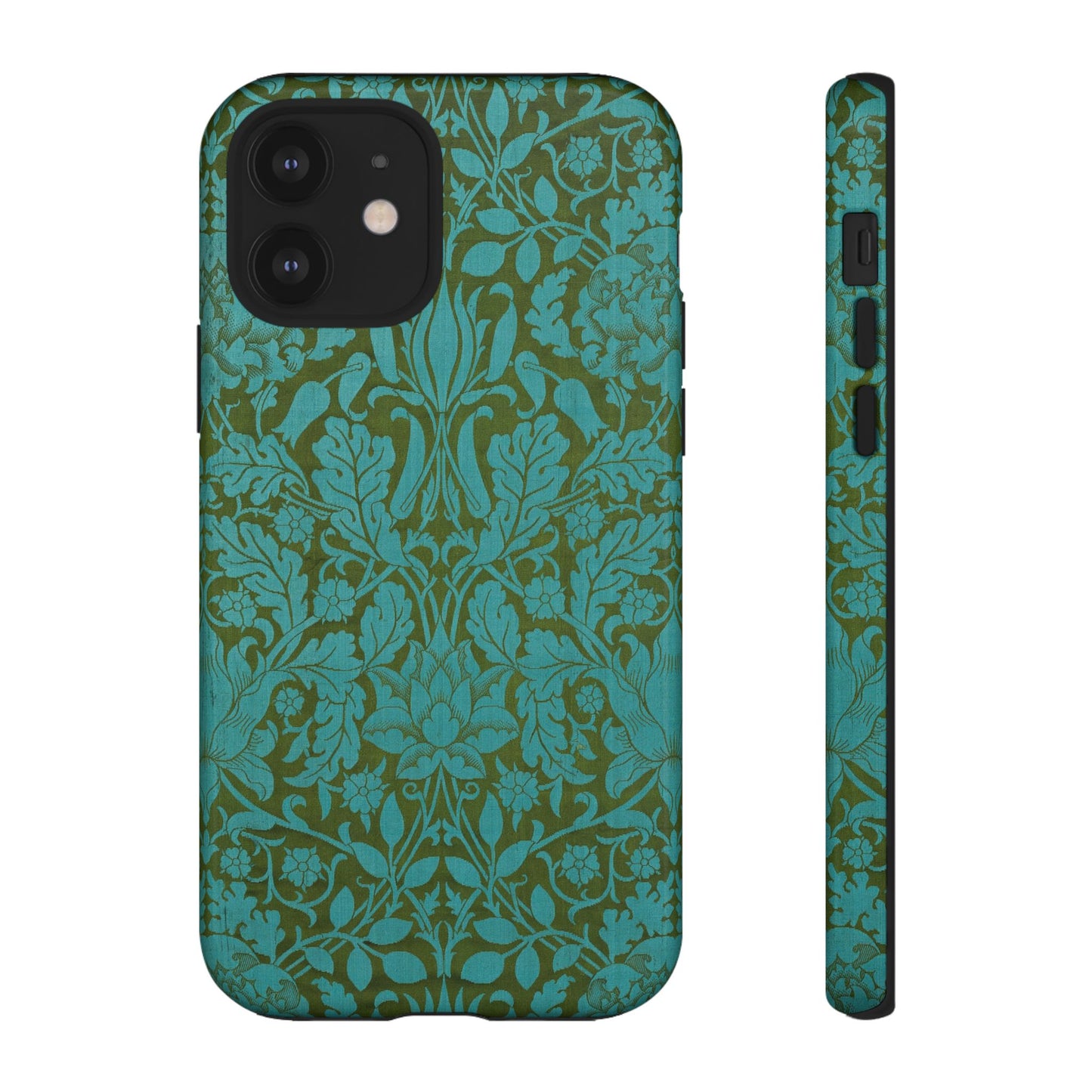 Aqua & Olive Oak Pattern by William Morris iPhone Case