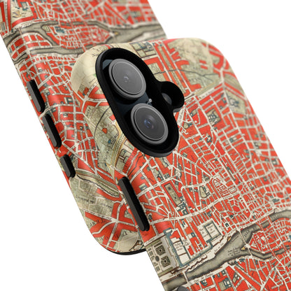 Retro Red Paris Map iPhone Case