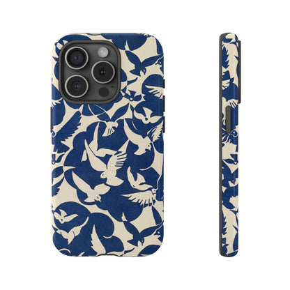 Blue Sky Birds Flying Retro iPhone Case