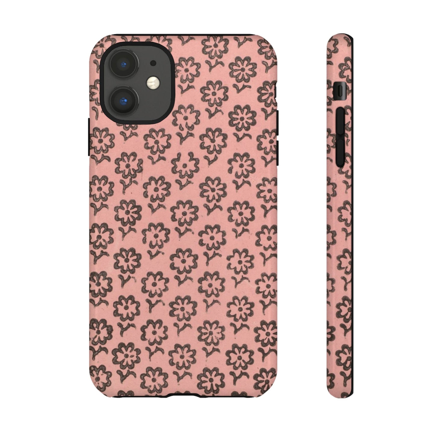 Dutch Pink & Brown Scattered Pattern Floral iPhone Case