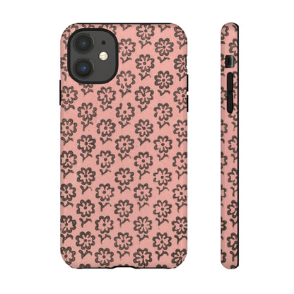Dutch Pink & Brown Scattered Pattern Floral iPhone Case