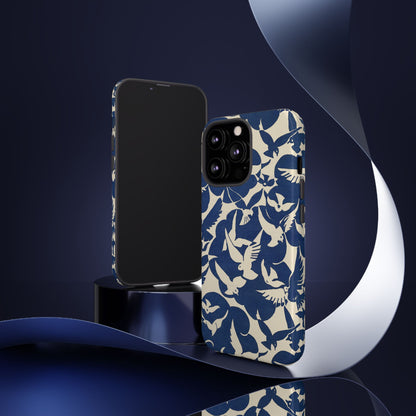 Blue Sky Birds Flying Retro iPhone Case