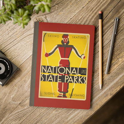 Retro Red Skiing Notebook | Vintage Winter Sports Softcover Travel Journal