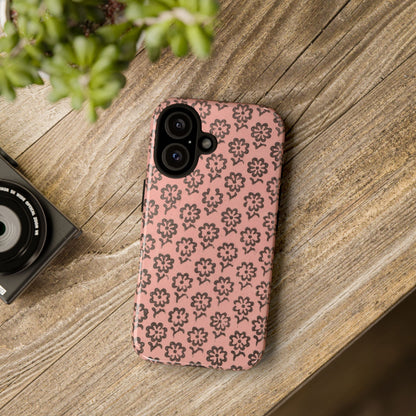 Dutch Pink & Brown Scattered Pattern Floral iPhone Case