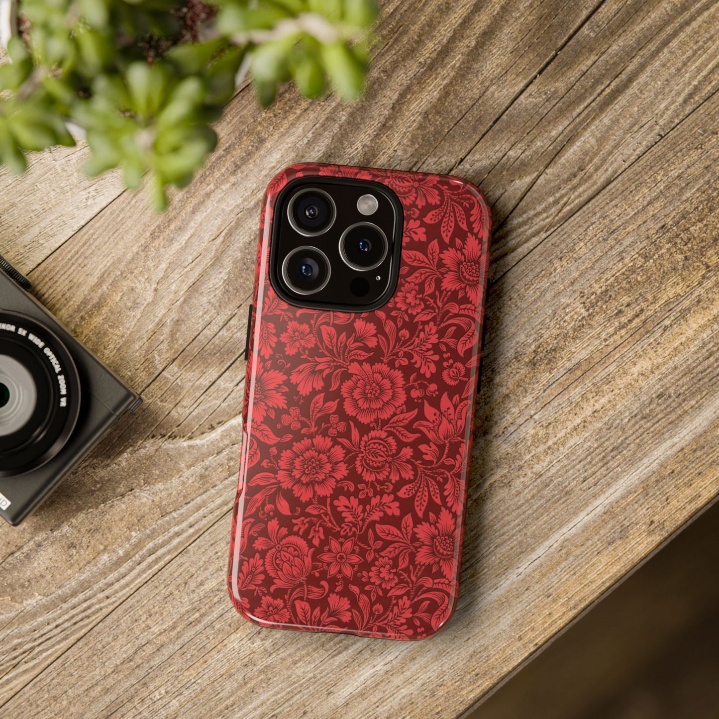 Vintage Crimson Floral Botanical iPhone Case