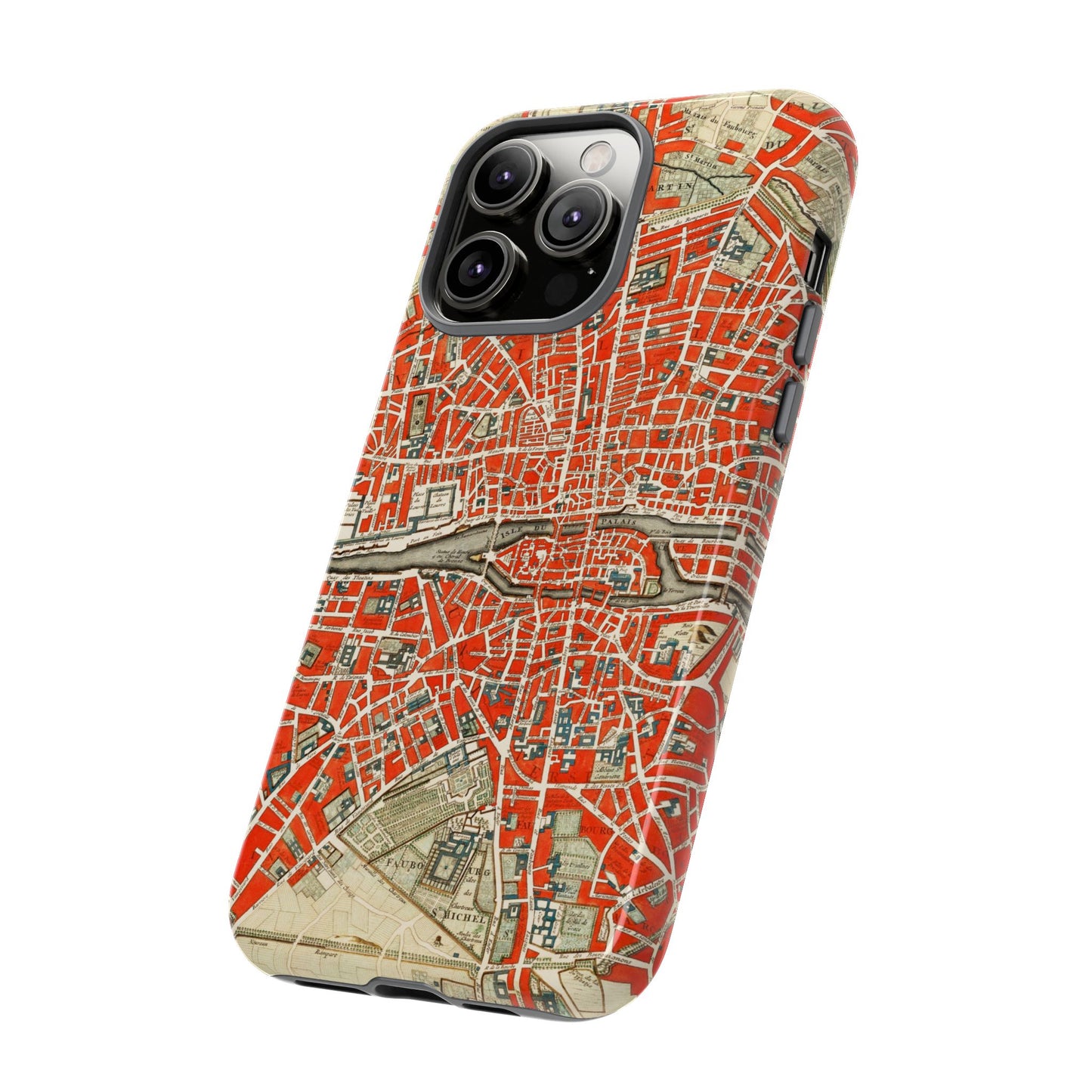 Retro Red Paris Map iPhone Case