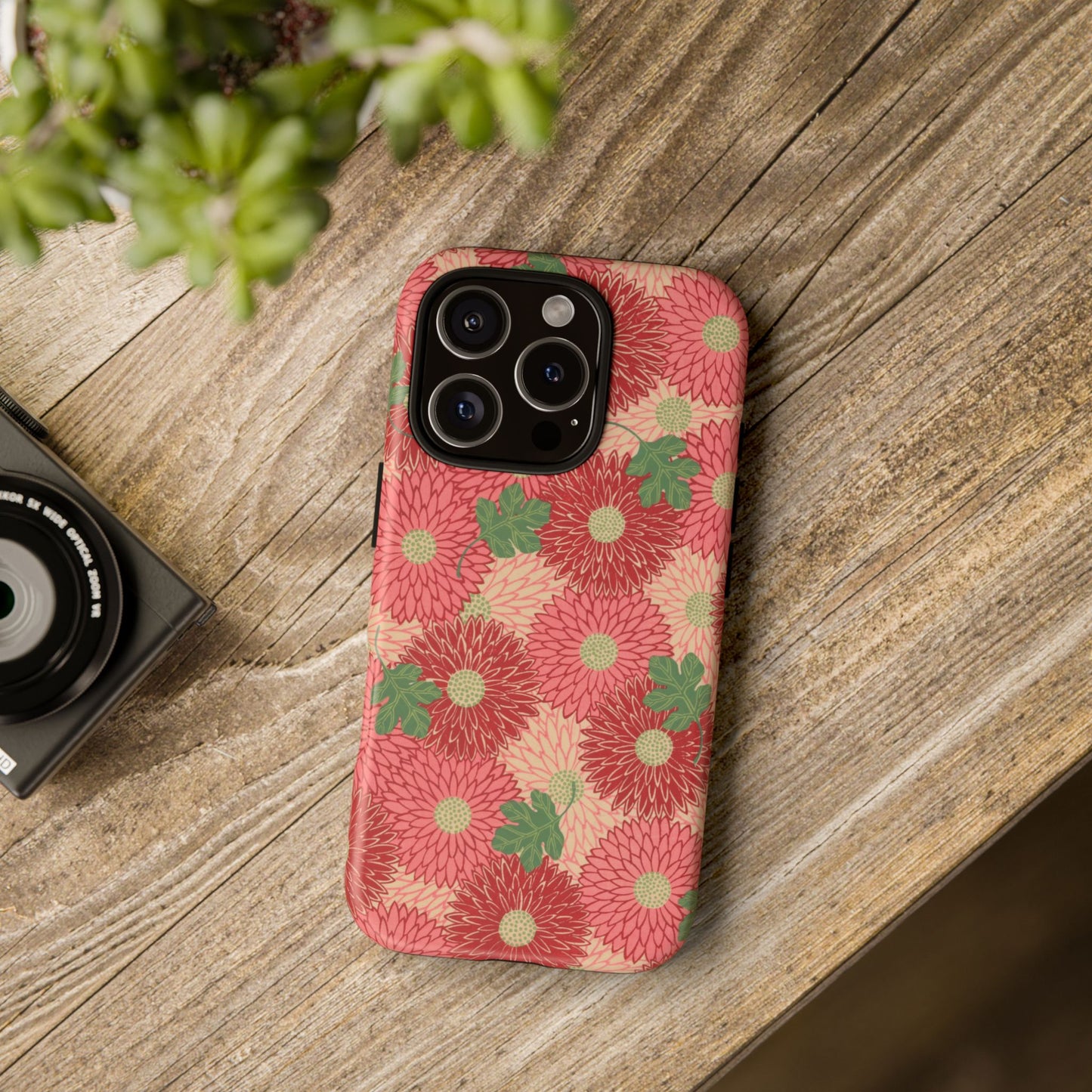 Pink Chrysanthemums Vintage iPhone Case