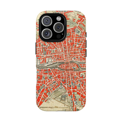Retro Red Paris Map iPhone Case