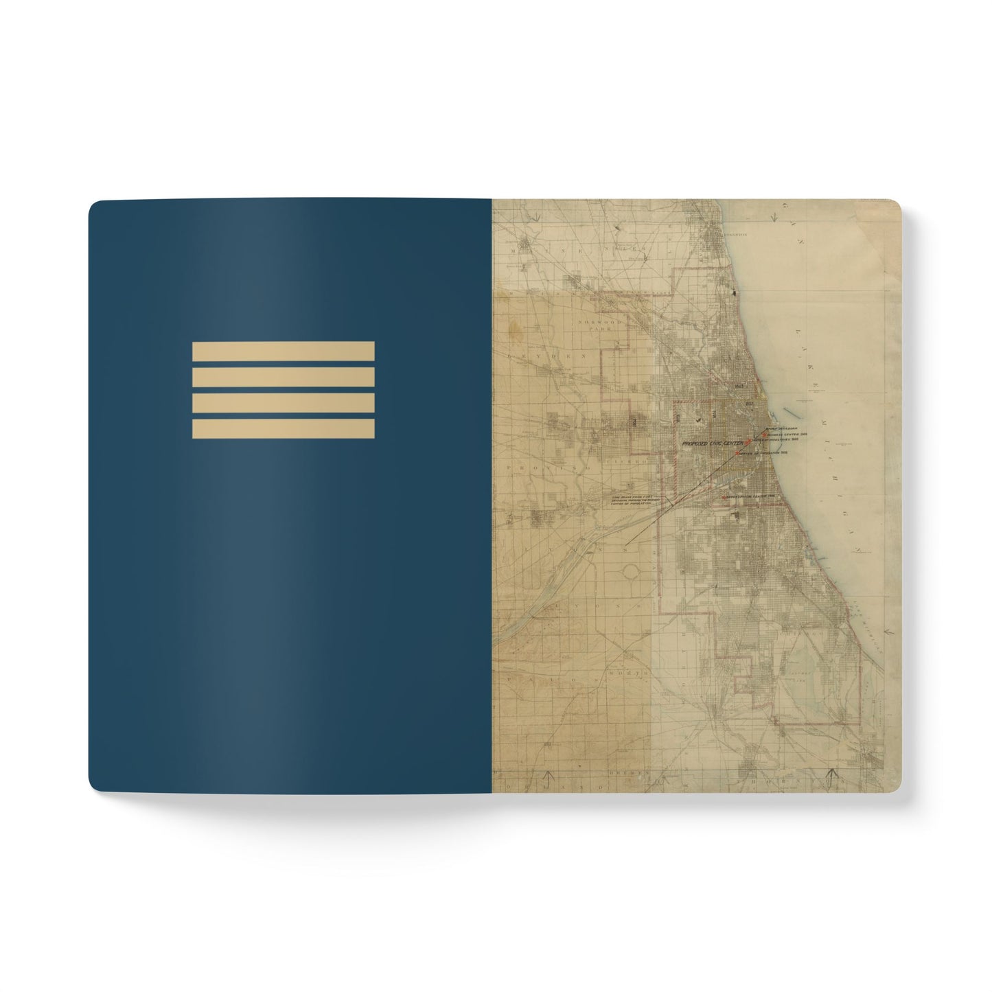 Chicago Vintage Wage Map | Softcover Notebook with Inside Maps