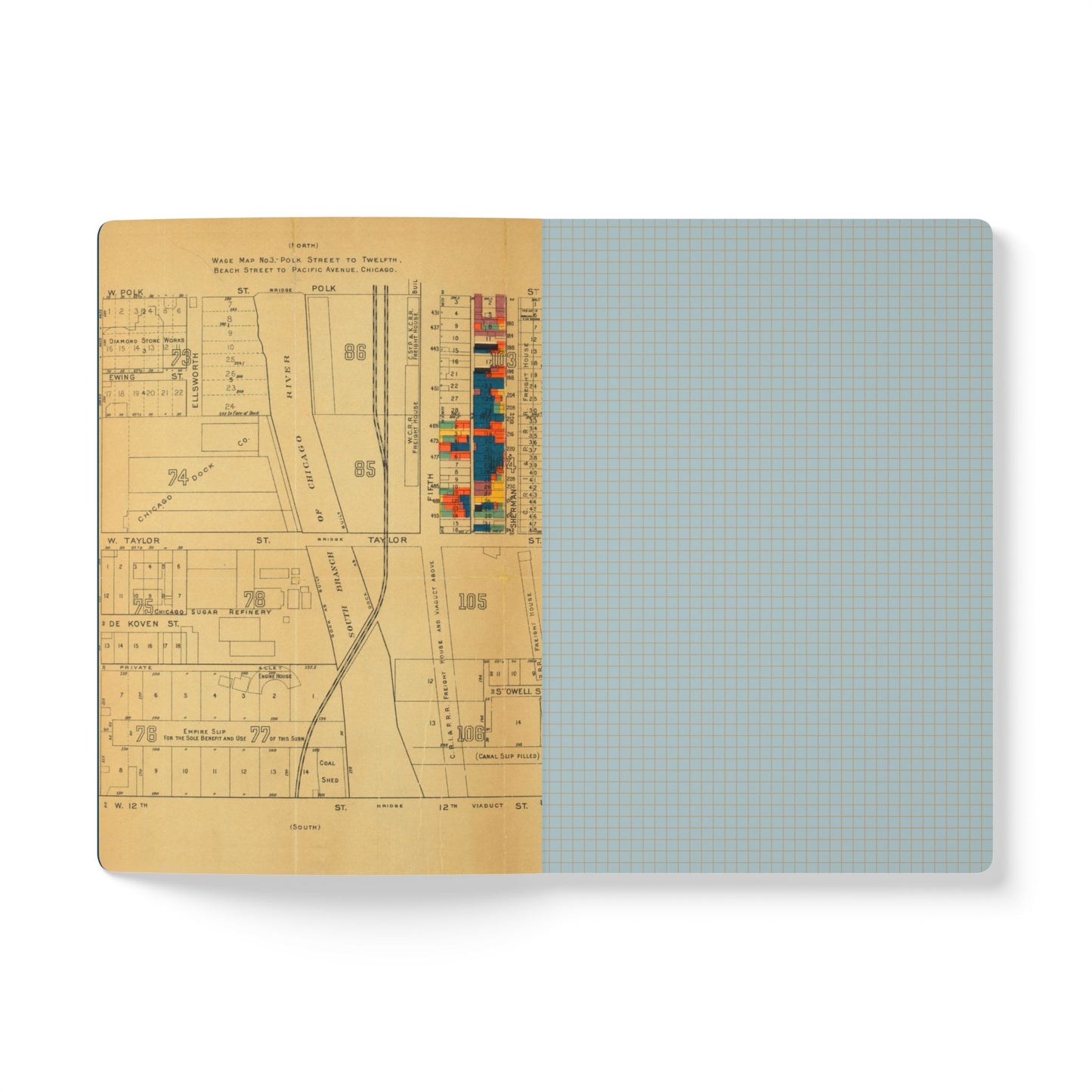 Chicago Vintage Wage Map | Softcover Notebook with Inside Maps