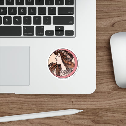 Pink Moon Art Nouveau Sticker :: All-Weather, Water-Resistant Vinyl (5 sizes)