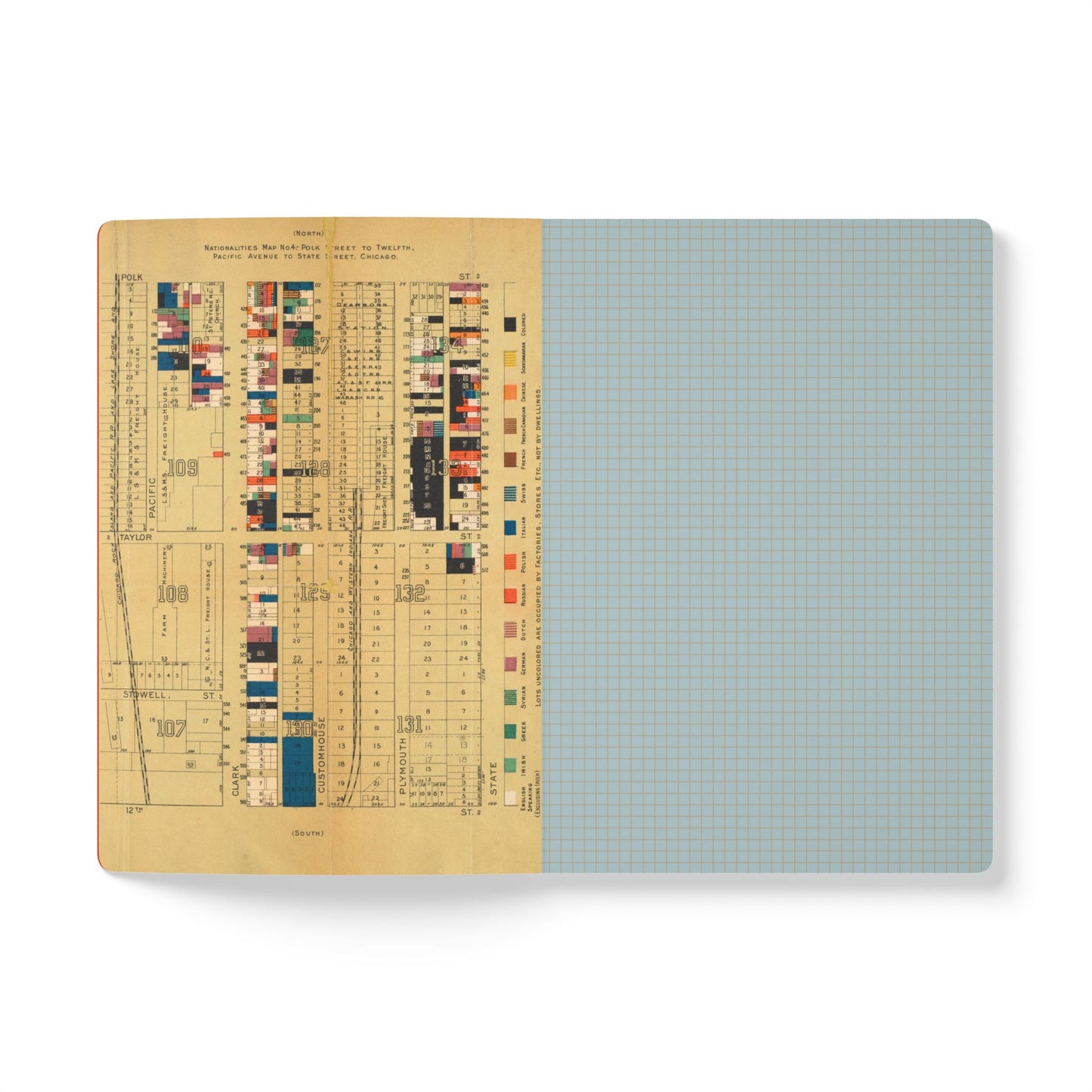 Chicago Nationalities Vintage Map | Softcover Notebook with Inside Maps