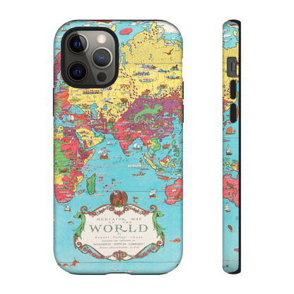 Map of the World Retro Travel iPhone Case