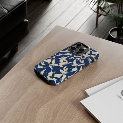 Blue Sky Birds Flying Retro iPhone Case