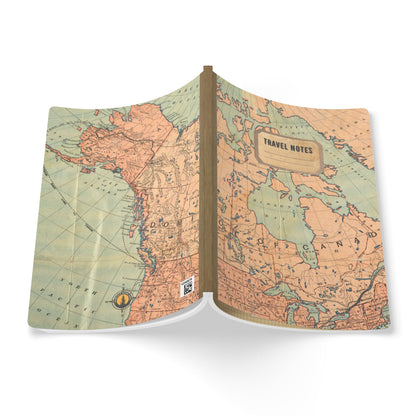 North America Vintage Map |  Softcover Travel Journal with Inside Illustrations