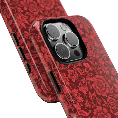 Vintage Crimson Floral Botanical iPhone Case