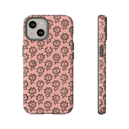 Dutch Pink & Brown Scattered Pattern Floral iPhone Case