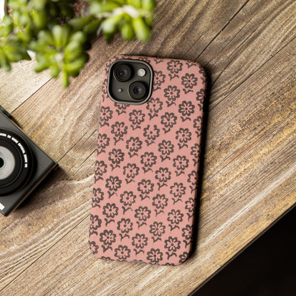 Dutch Pink & Brown Scattered Pattern Floral iPhone Case