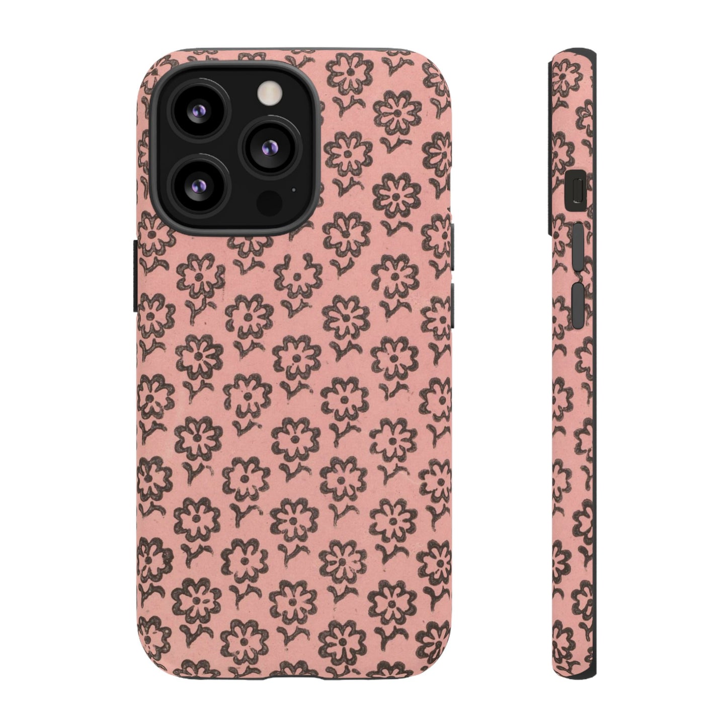 Dutch Pink & Brown Scattered Pattern Floral iPhone Case
