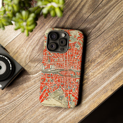 Retro Red Paris Map iPhone Case