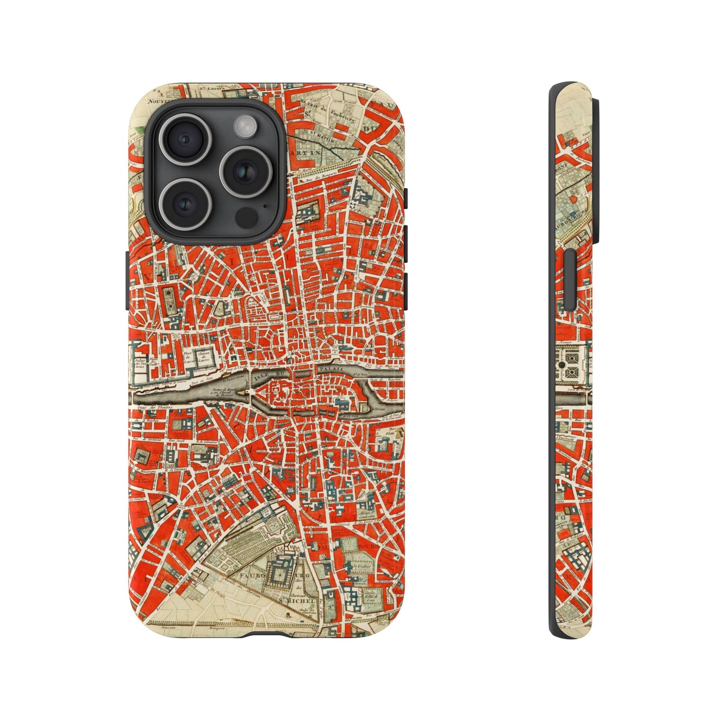 Retro Red Paris Map iPhone Case