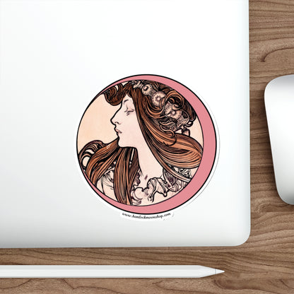 Pink Moon Art Nouveau Sticker :: All-Weather, Water-Resistant Vinyl (5 sizes)