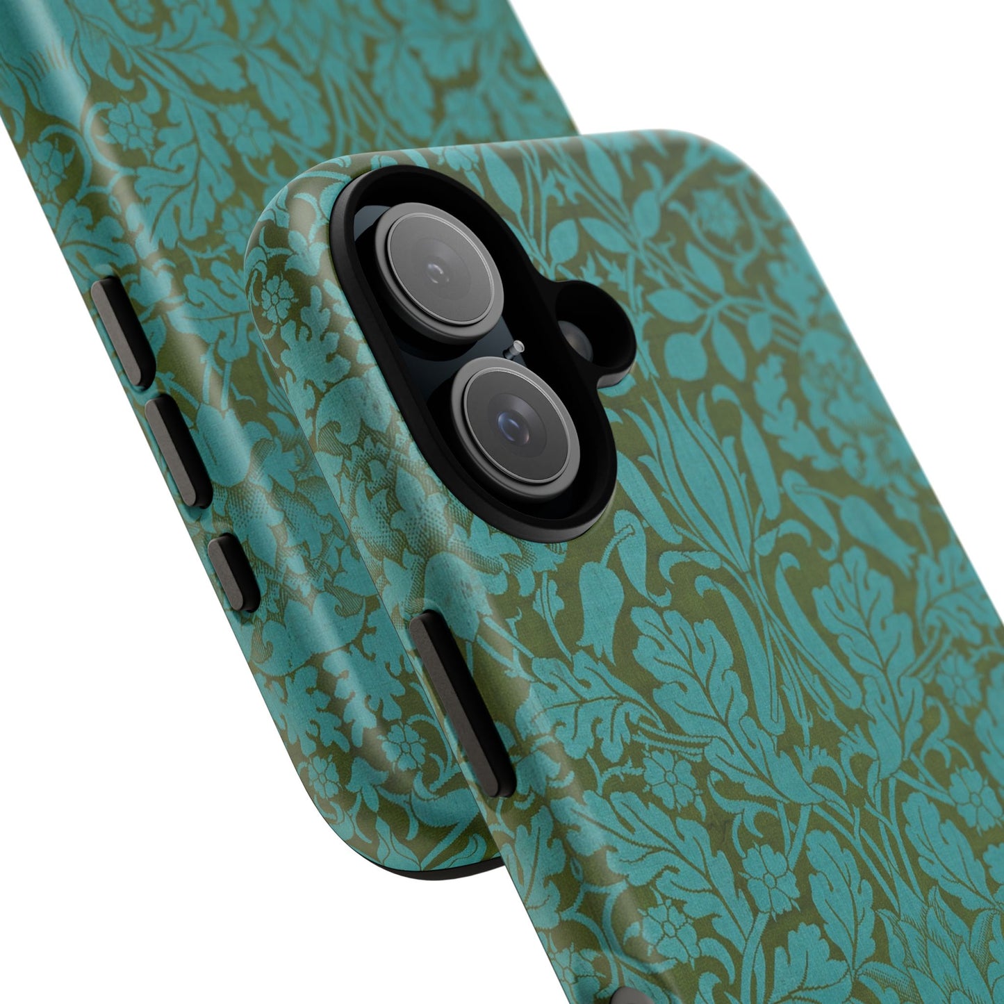 Aqua & Olive Oak Pattern by William Morris iPhone Case