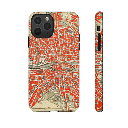 Retro Red Paris Map iPhone Case