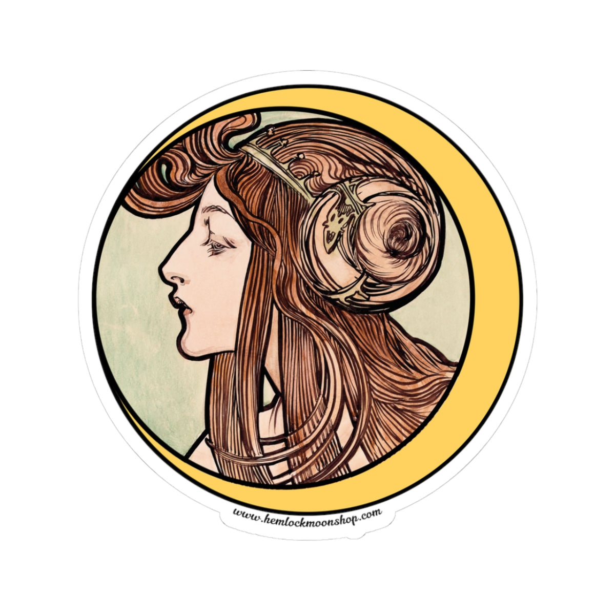 Crescent Moon Art Nouveau Sticker (4 sizes)