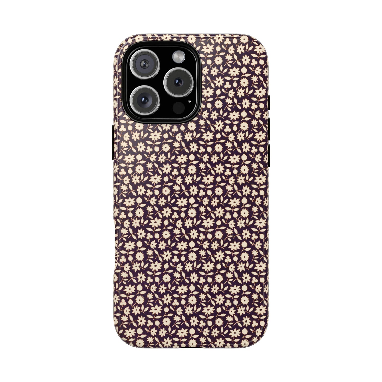 Coffee and Cream Vintage Floral Pattern iPhone Case