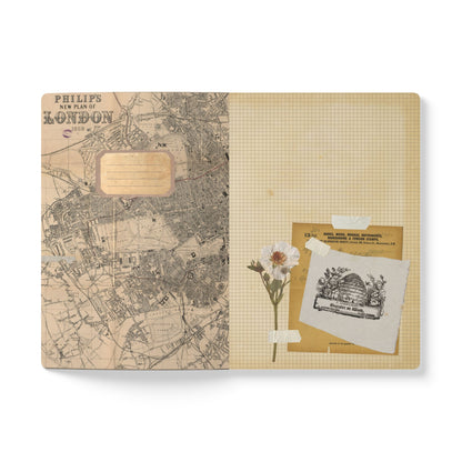 London Vintage Map | Softcover Travel Journal with Inside Illustrations