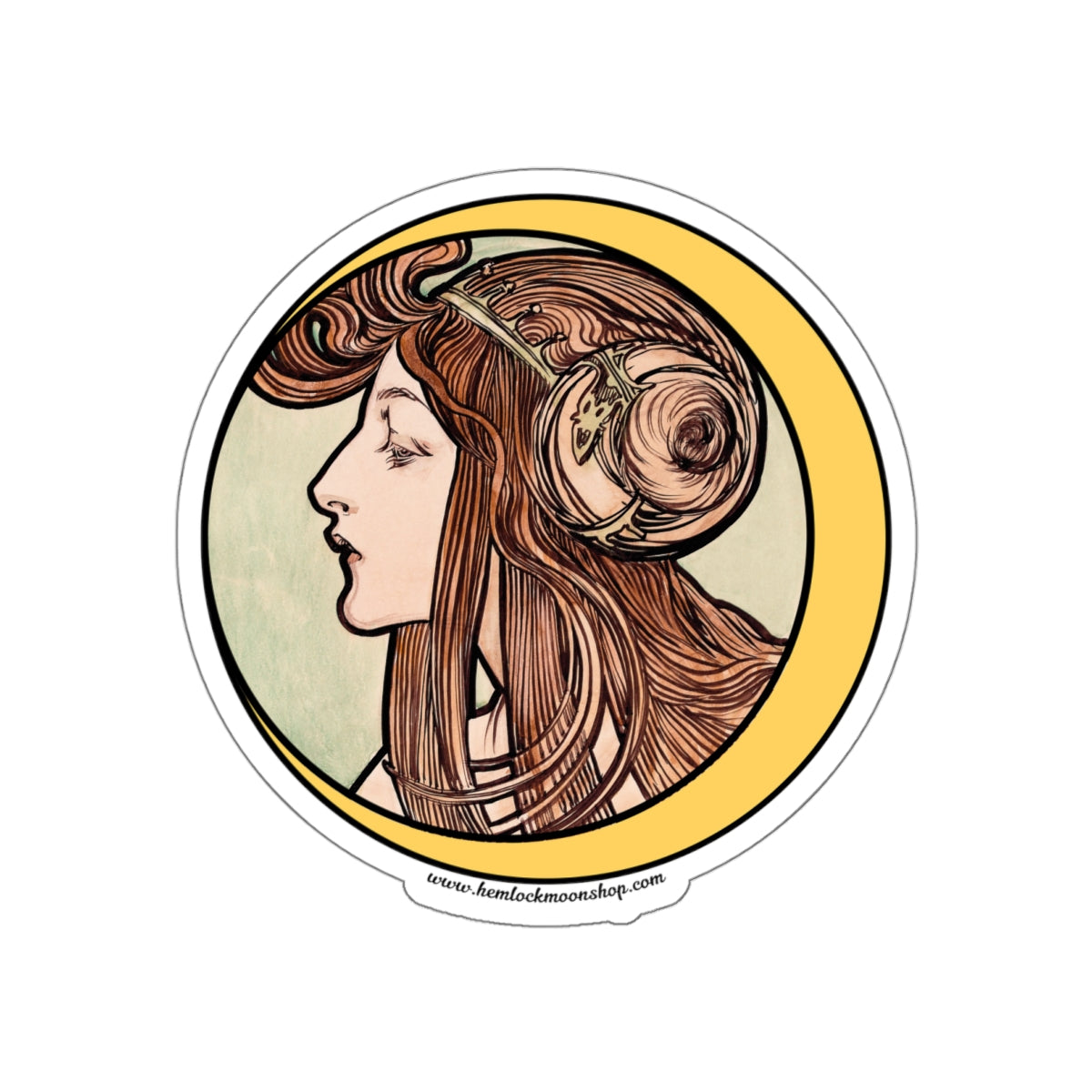 Crescent Moon Art Nouveau Sticker :: All-Weather, Water-Resistant Vinyl (5 sizes)
