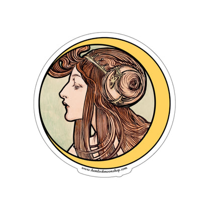 Crescent Moon Art Nouveau Sticker :: All-Weather, Water-Resistant Vinyl (5 sizes)