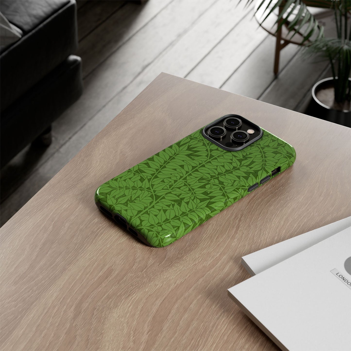 Antique Green Branch Pattern by William Morris iPhone Case