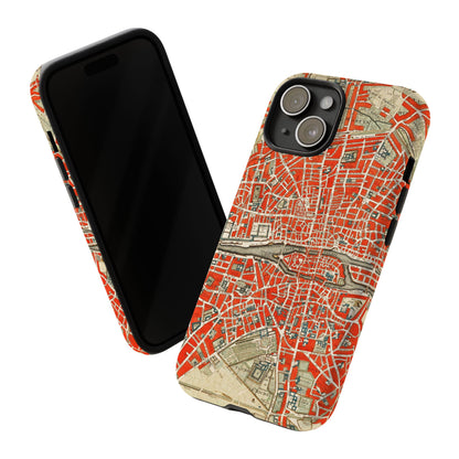 Retro Red Paris Map iPhone Case