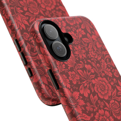 Vintage Crimson Floral Botanical iPhone Case