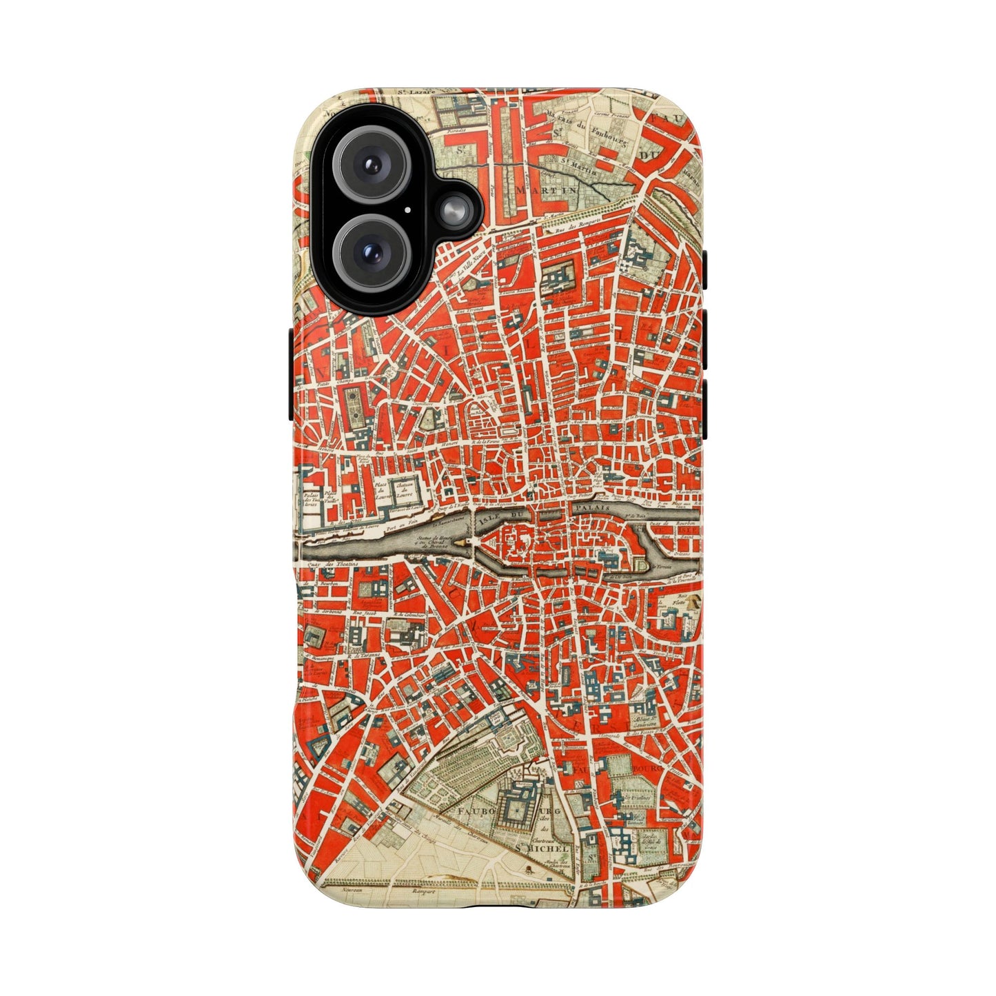 Retro Red Paris Map iPhone Case