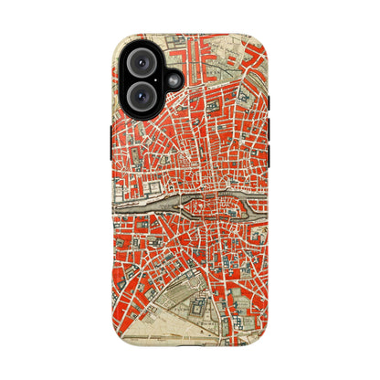 Retro Red Paris Map iPhone Case