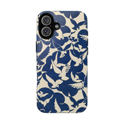 Blue Sky Birds Flying Retro iPhone Case