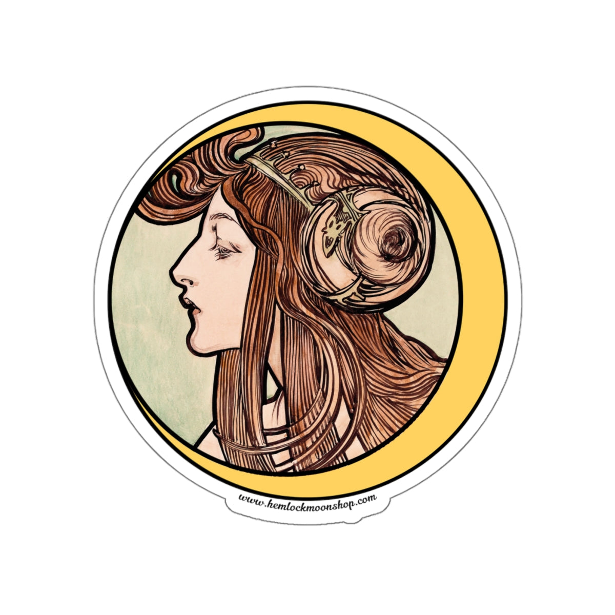 Crescent Moon Art Nouveau Sticker :: All-Weather, Water-Resistant Vinyl (5 sizes)