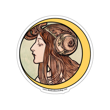 Crescent Moon Art Nouveau Sticker :: All-Weather, Water-Resistant Vinyl (5 sizes)