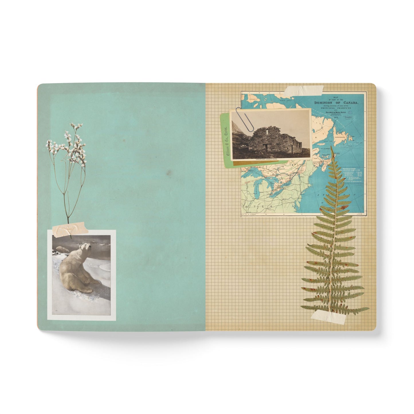 North America Vintage Map |  Softcover Travel Journal with Inside Illustrations