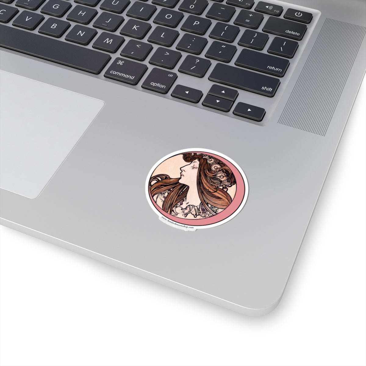 Pink Moon Art Nouveau Sticker (4 sizes)