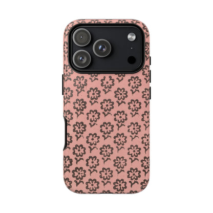 Dutch Pink & Brown Scattered Pattern Floral iPhone Case
