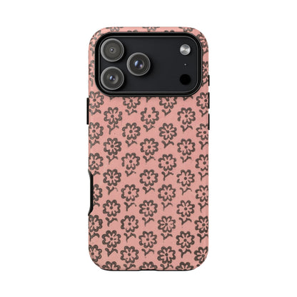 Dutch Pink & Brown Scattered Pattern Floral iPhone Case