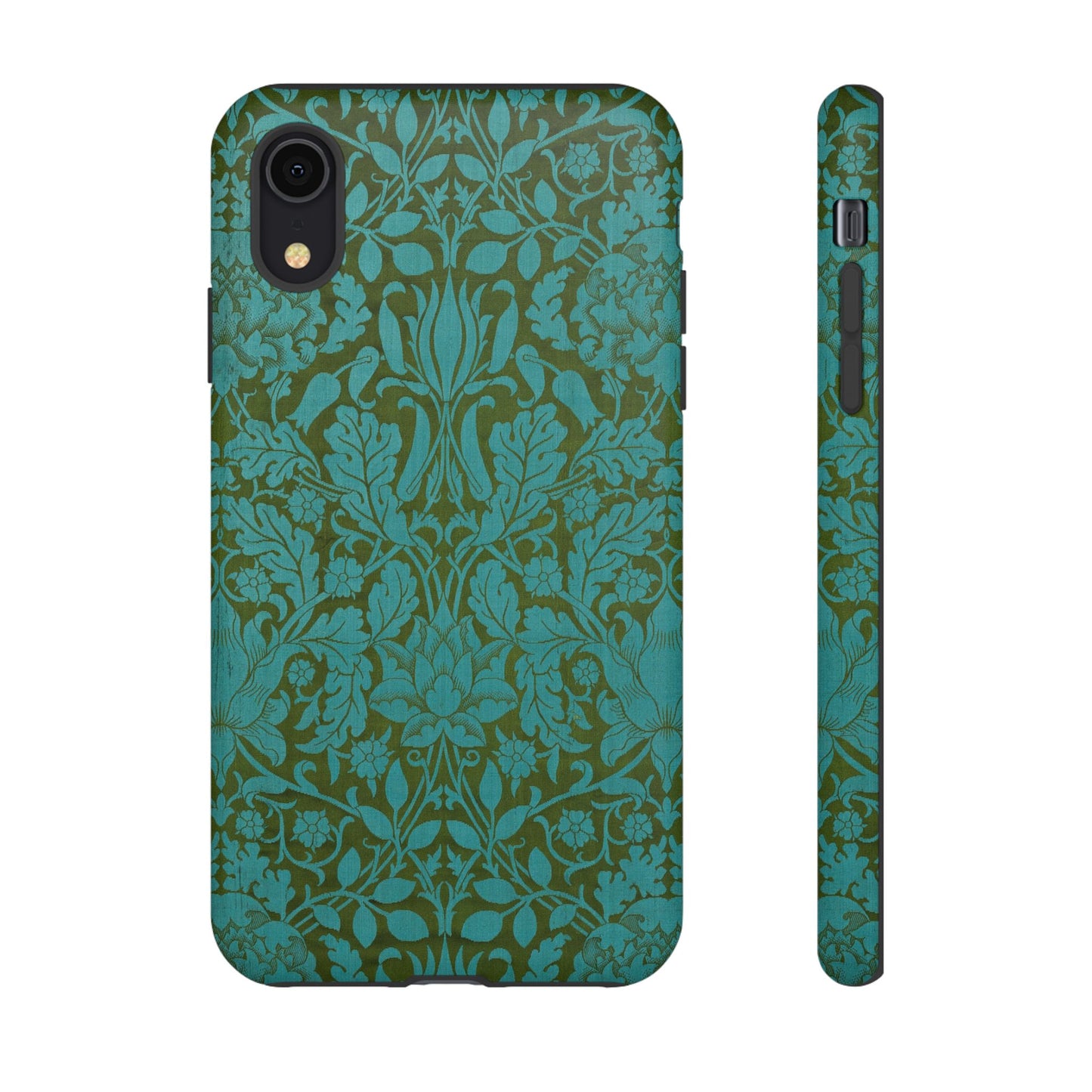 Aqua & Olive Oak Pattern by William Morris iPhone Case