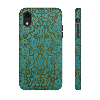 Aqua & Olive Oak Pattern by William Morris iPhone Case